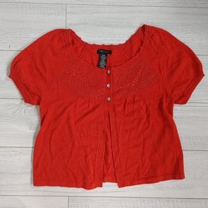 Vintage Orange BCBGMaxAzria Short Sleeve Cardigan with Open Front